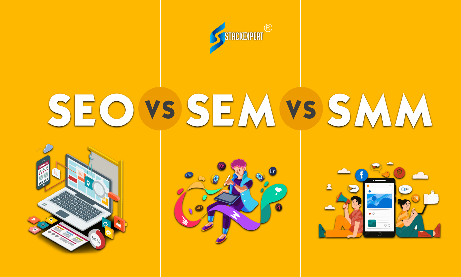 Comparison between SEO, SEM, and, SMM
